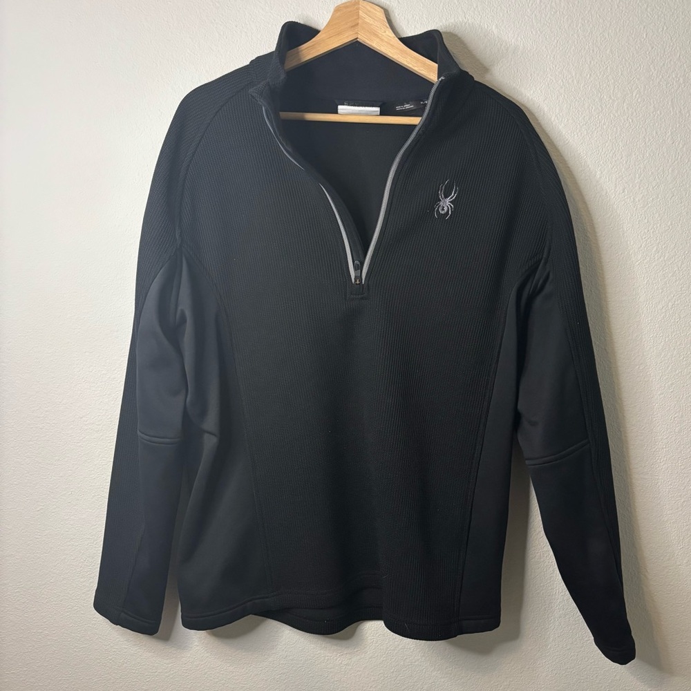 Spyder Men's Black Outbound 1/4 Zip Pullover – Performance Fleece Sweater